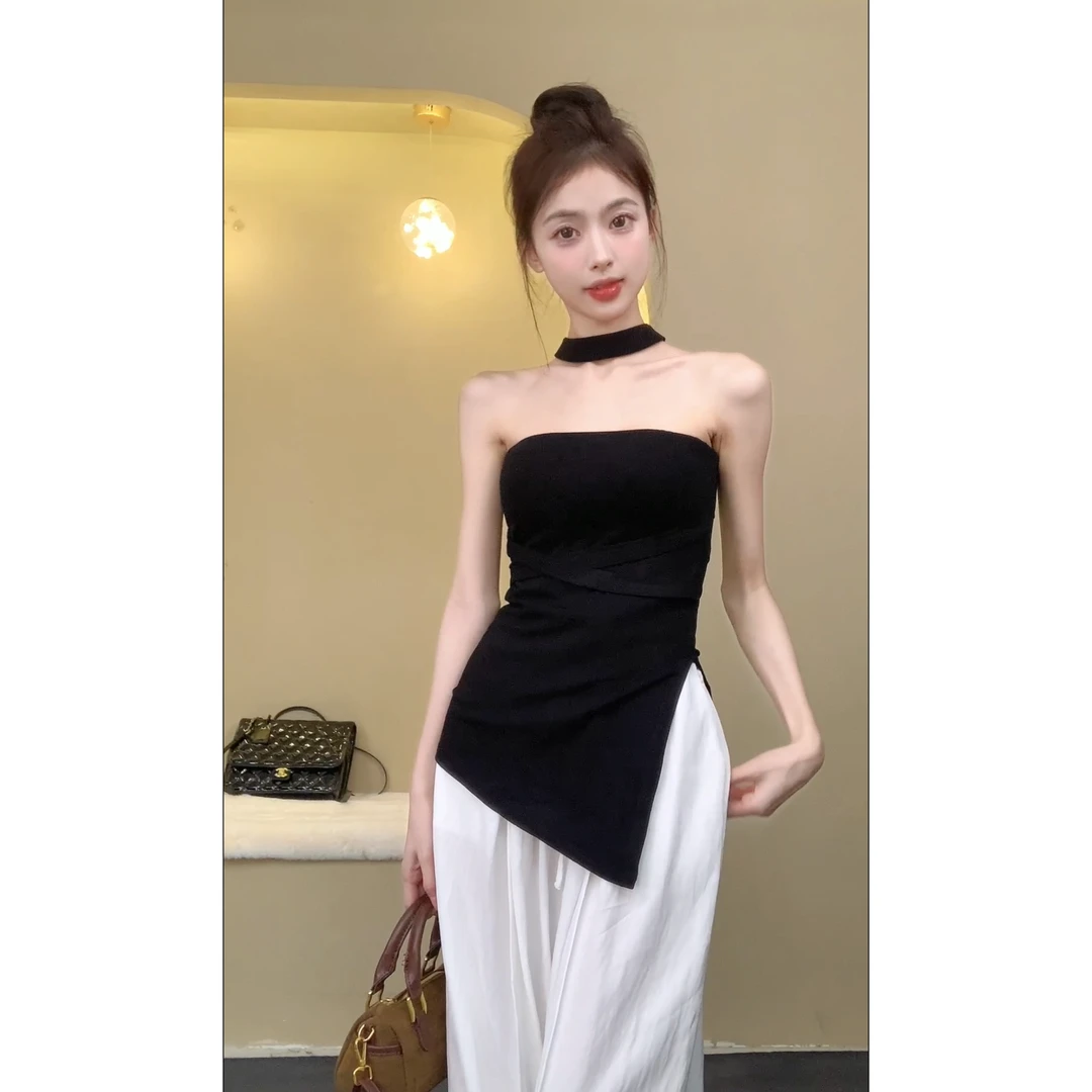 打底吊带背心女内搭性感 纯欲裹胸甜辣妹外穿挂脖抹胸上衣