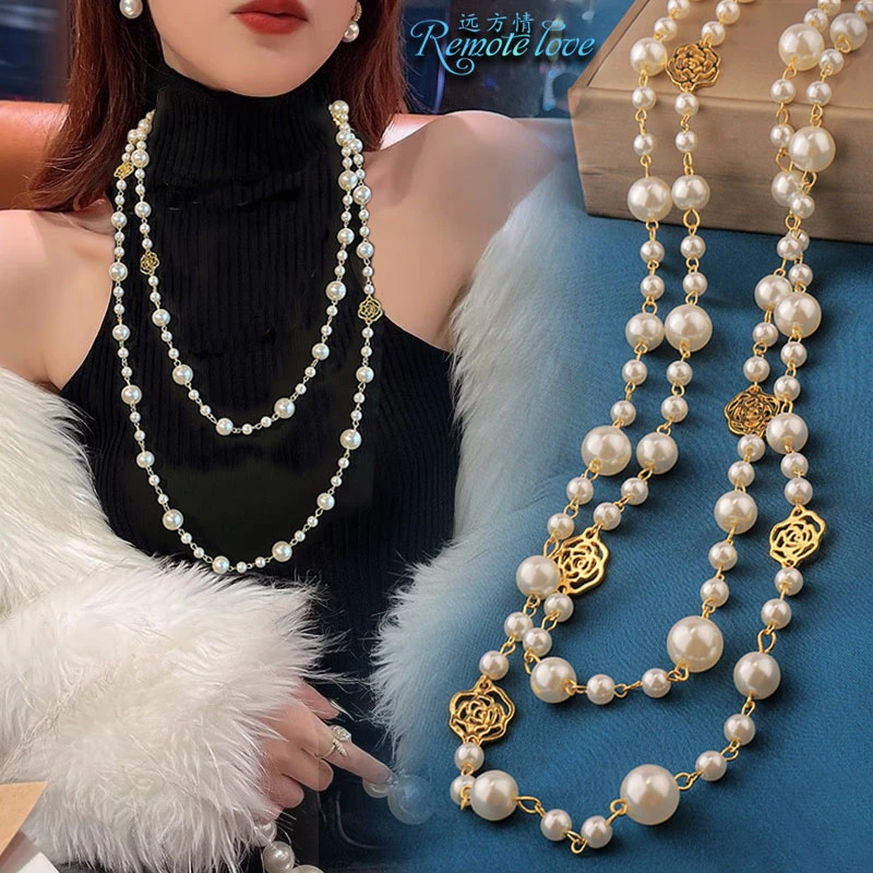 remote love/远方情 合金仿珍珠项链 名媛风气质长款珍珠项链N249