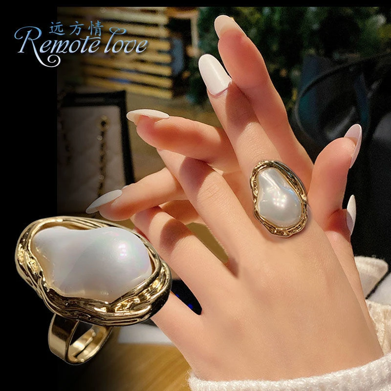 remote love/远方情 锌合金仿珍珠戒指 复古设计珠珠戒指女J198