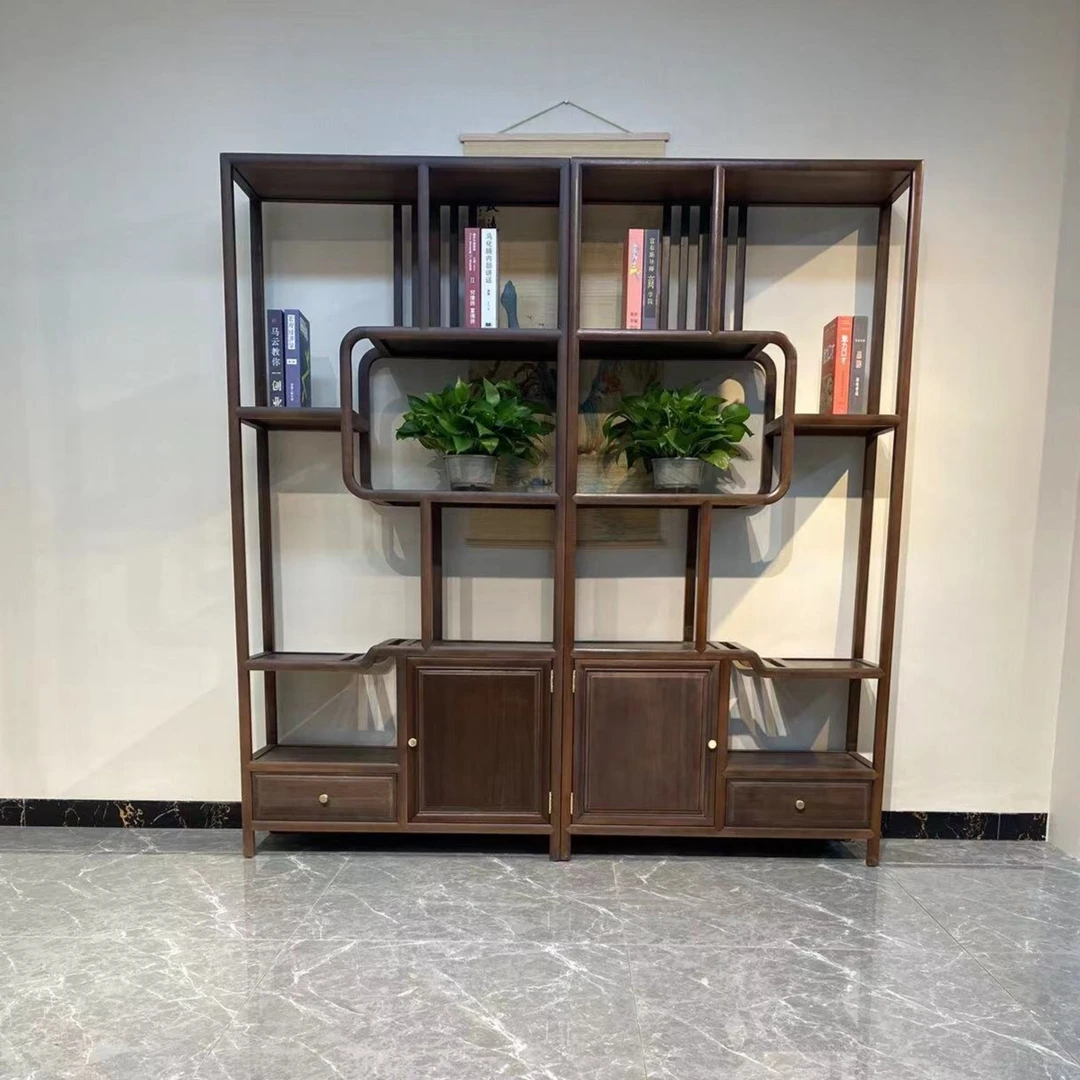 1.9米卡博古架中式北美黑胡桃木茶台茶桌家用办公室用大气