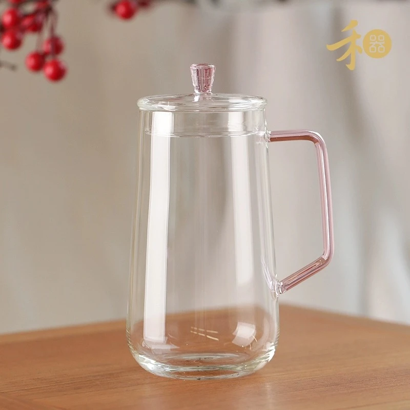 禾器晶彩青霓杯5色带盖创意个人杯茶具绿茶杯玻璃茶杯茶具简约