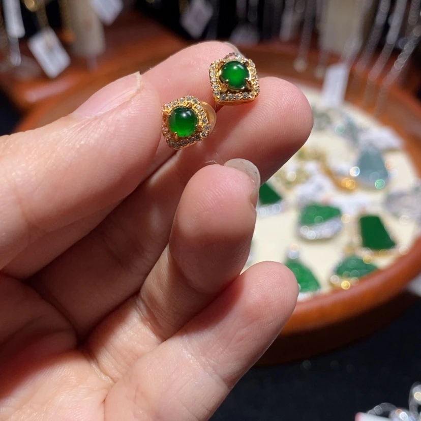 【闪购商品】翡翠耳饰银S925镶嵌23400