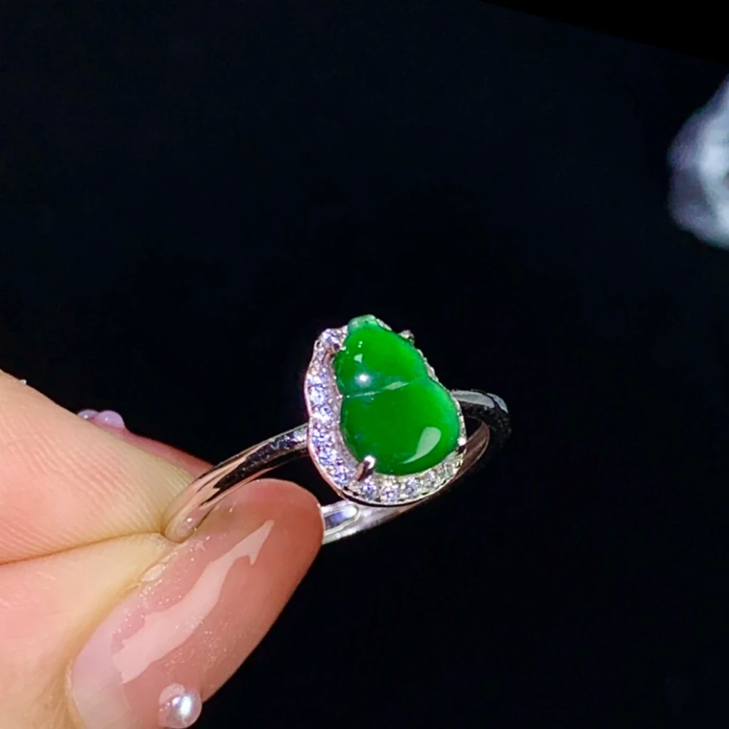 天然翡翠A货S925银葫芦戒指31035多样性发其一