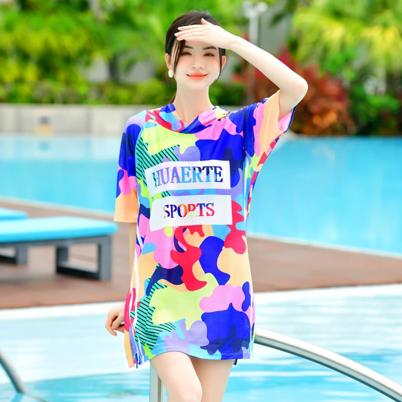大码泳衣女性感大胸胖mm高腰遮肚显瘦罩衫温泉保守裙式分体