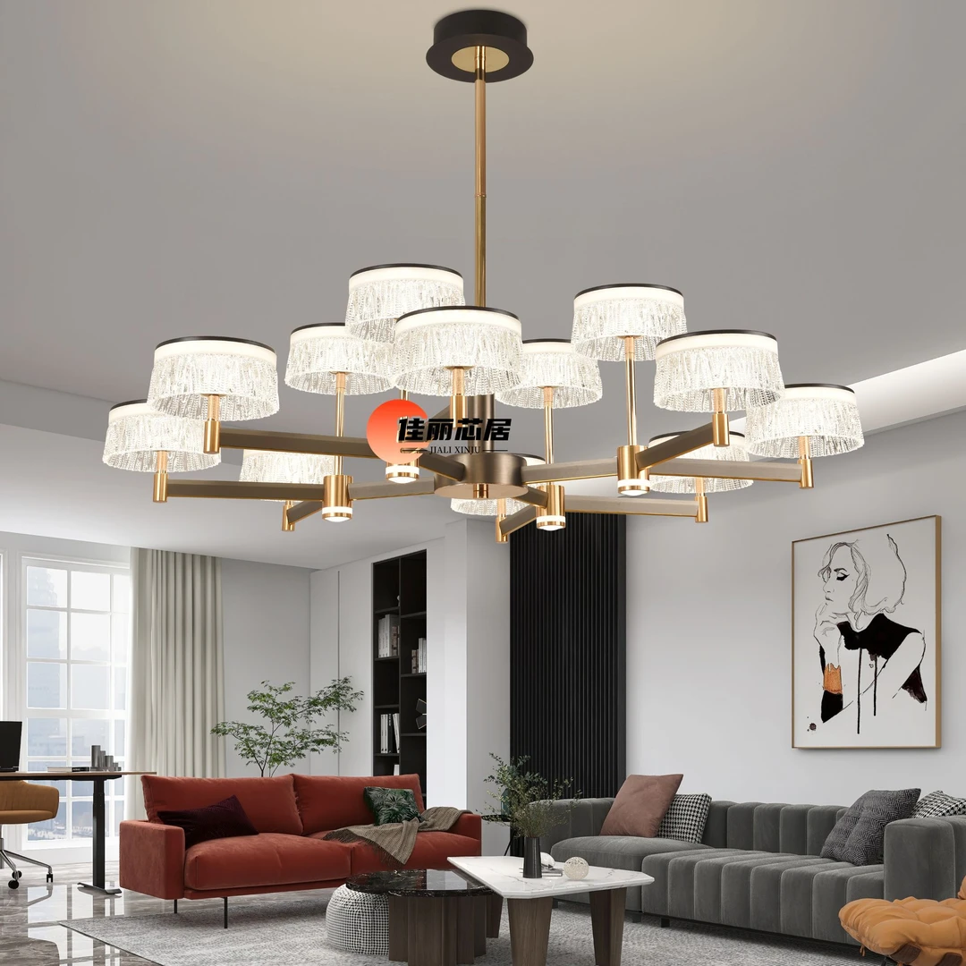 [佳丽芯居]餐厅吊灯轻奢家用简约大气发光北欧欧式客厅灯中山灯具