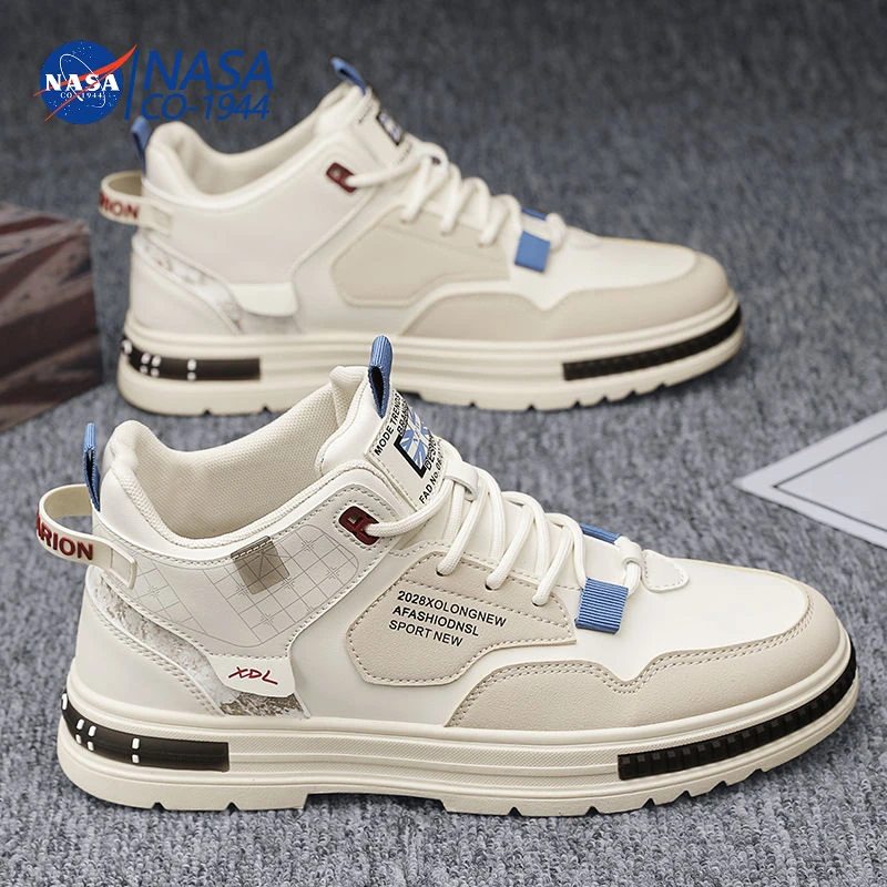 NASA联名高帮男鞋2024新款冬季运动休闲板鞋透气韩版厚底增高中帮