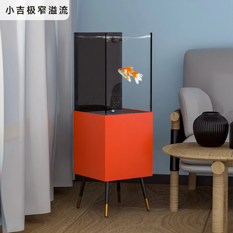 亮彩小吉小艺超白立式方缸客厅家用一体成型生态金鱼缸底部过滤