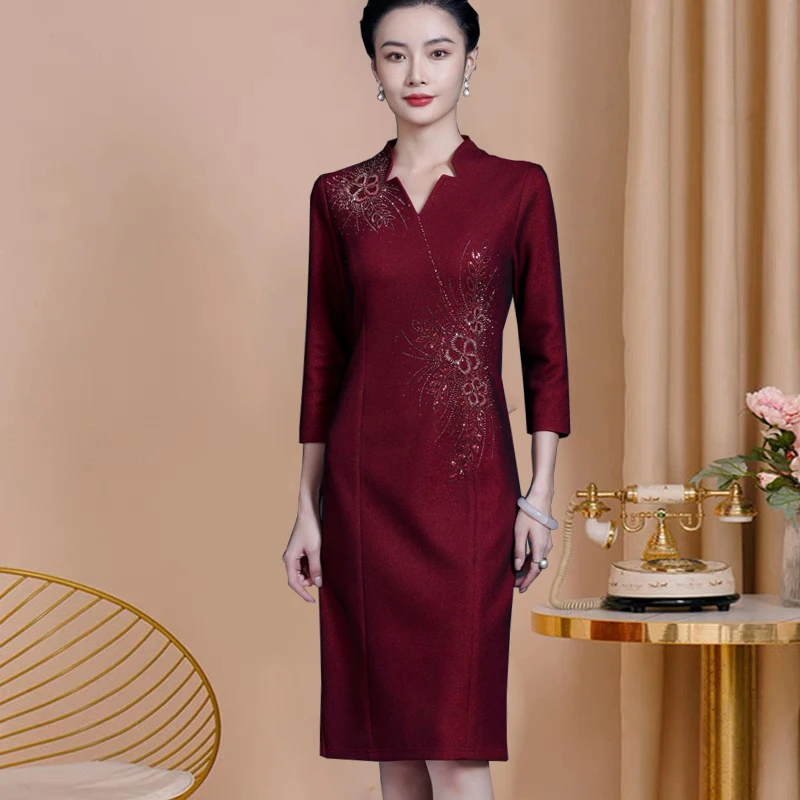 新娘结婚妈妈装婚宴装晚礼服小个子喜婆婆婚礼敬酒服修身包臀裙秋