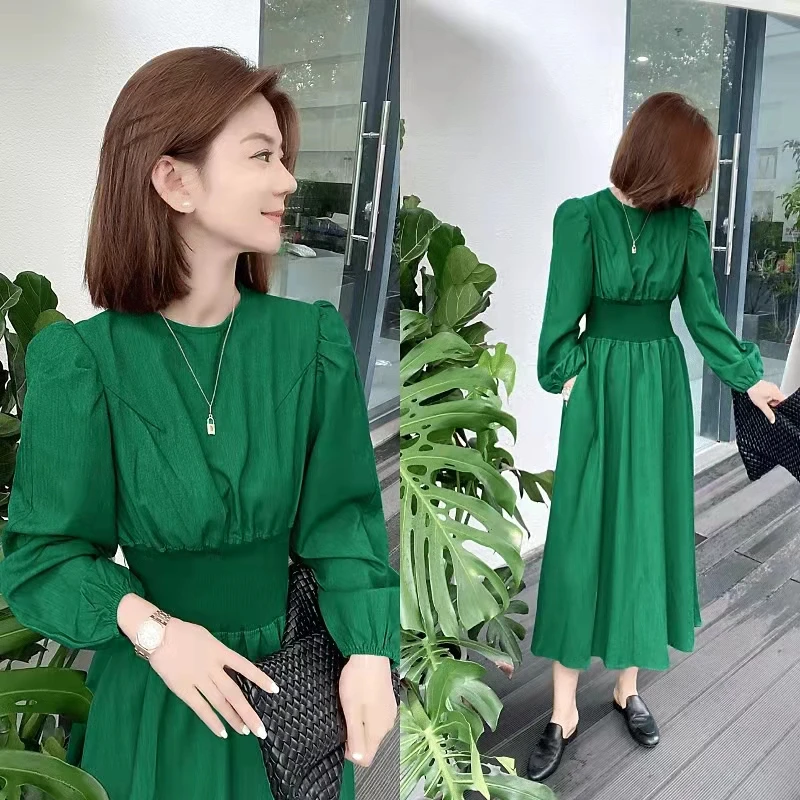 收腰连衣裙宽松欧洲站春季2024年新款女装欧货潮泡泡袖高级感裙子