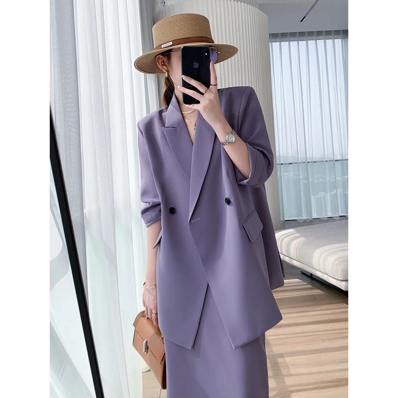 西装夏季高端高档职业小个子西服套气质感洋气网红西服女神范薄款