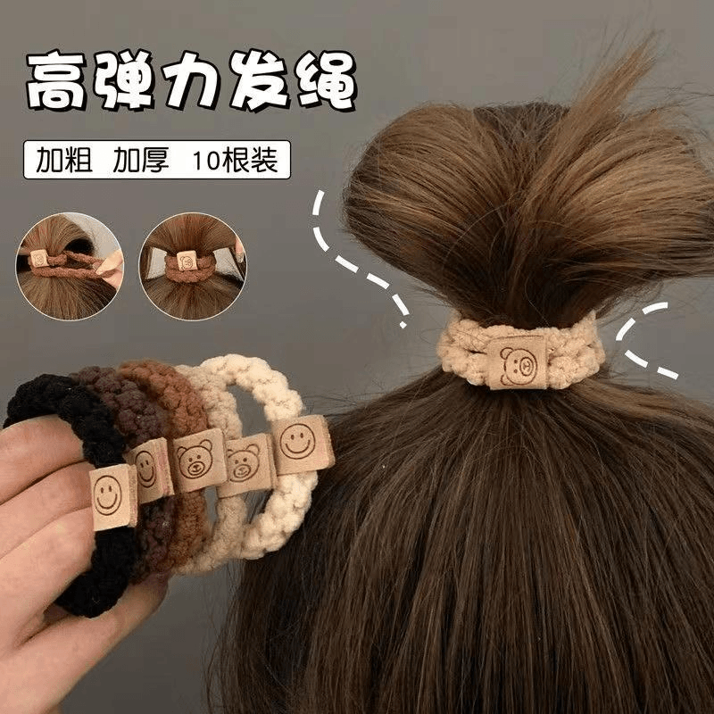 丸子头毛绒小肠发圈简约头绳高弹力耐用皮筋女扎头高马尾气质发饰