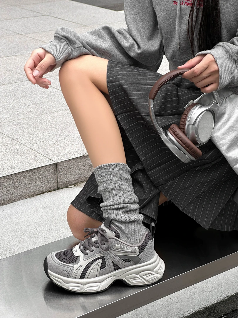 SuMu/速木厚底老爹鞋女2024秋新款真皮百搭休闲运动鞋【单里+加绒】