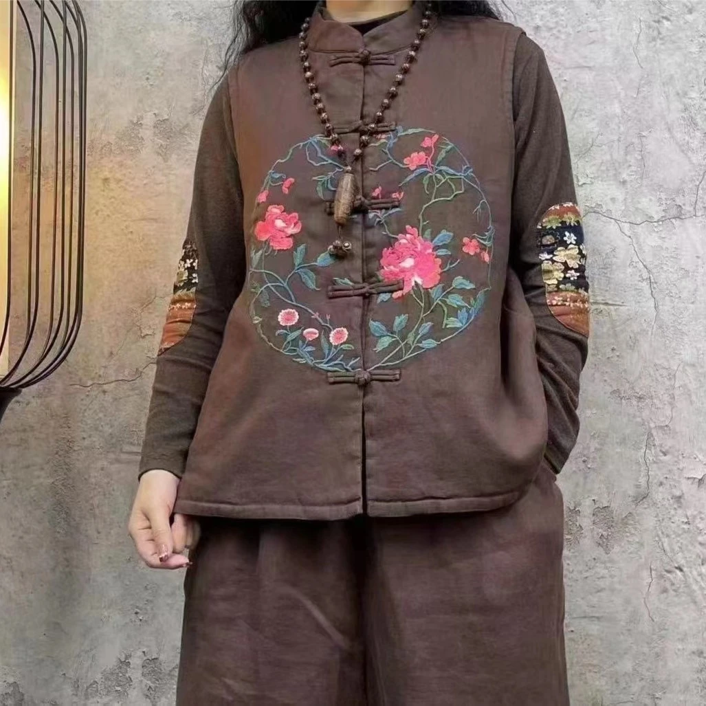 【盛佳原创】中式百搭裤子国风民族风秋冬加棉马甲套装