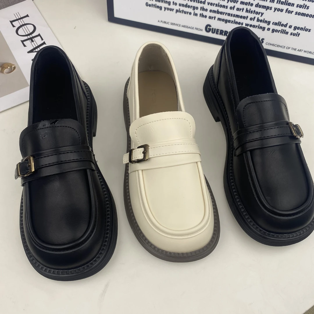 2024新款货号24简约百搭英伦风厚底乐福鞋软底