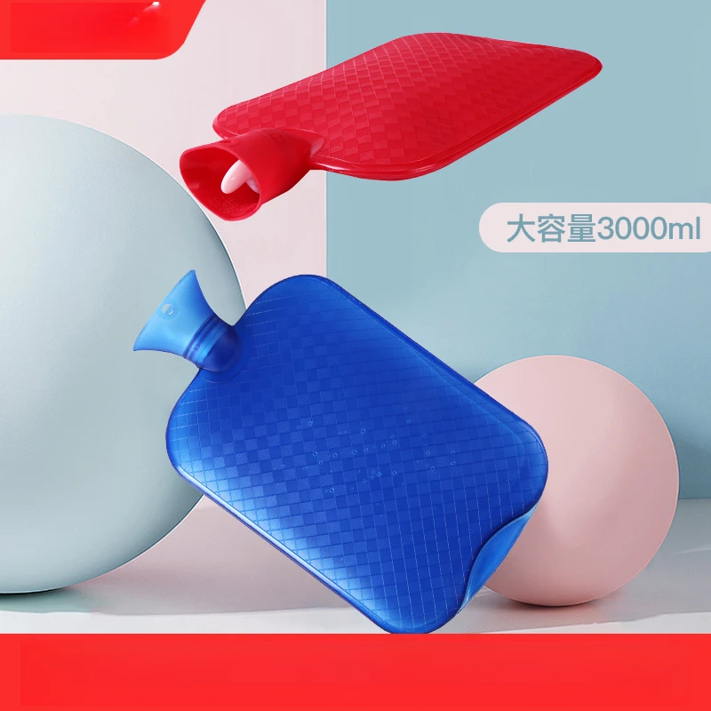 亚马逊热销PVC热水袋注水加大号绒布套暖水袋 通用加厚条纹暖手宝
