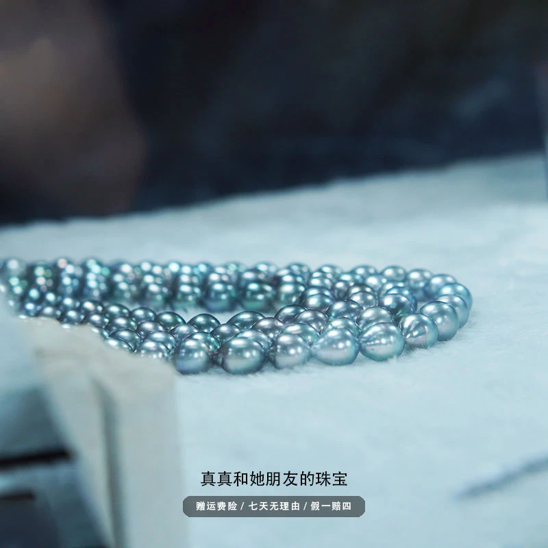 海水大溪地铂金灰满串项链8-11mm极强光巴洛克 多样性发一