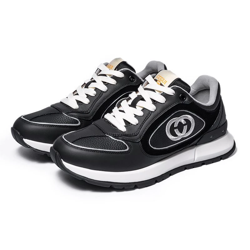 秋季新款运动鞋潮流轻奢厚底鞋百搭拼色休闲鞋手工运动男鞋