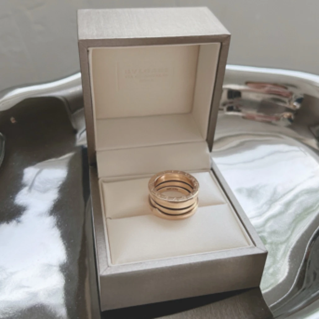 95新 BVLGARI/宝格丽 弹簧玫瑰金三环戒指，无附件 尺码48号