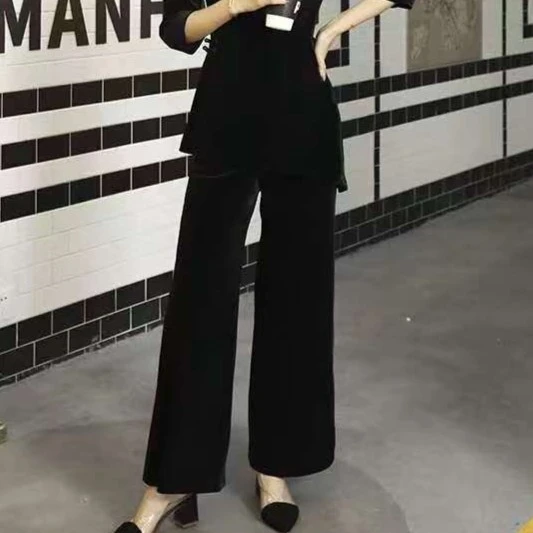 春秋时尚显瘦高腰外穿洋气百搭宽松 直筒裤子