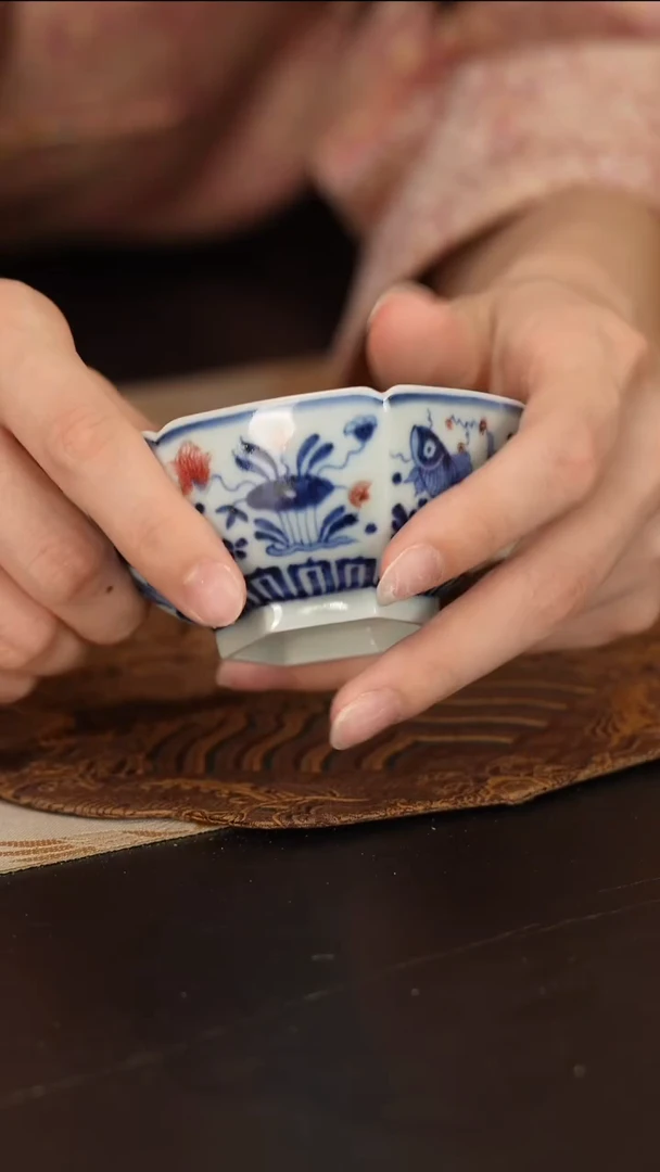 【闪购商品】杯屹朴堂       釉里红鱼藻