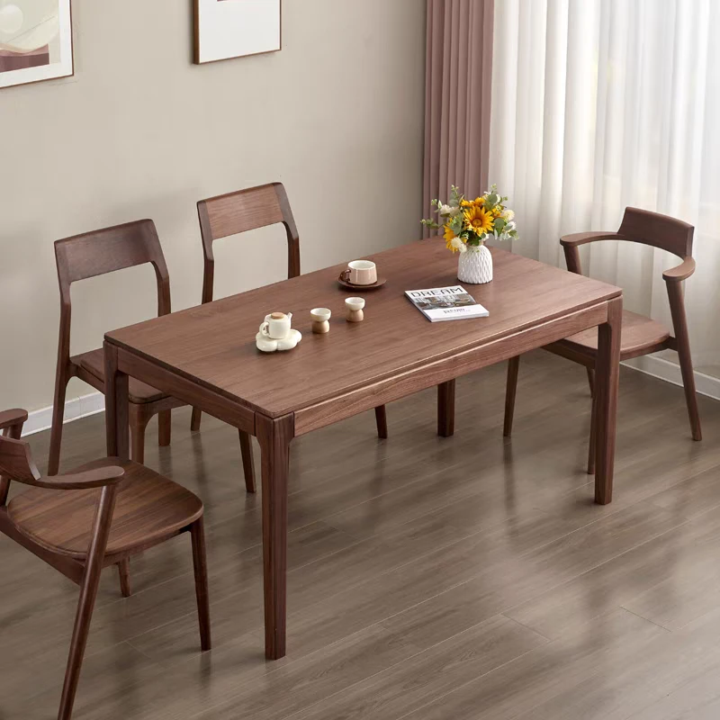 中式实木餐桌北欧家用长方形桌子小户型餐桌椅组合