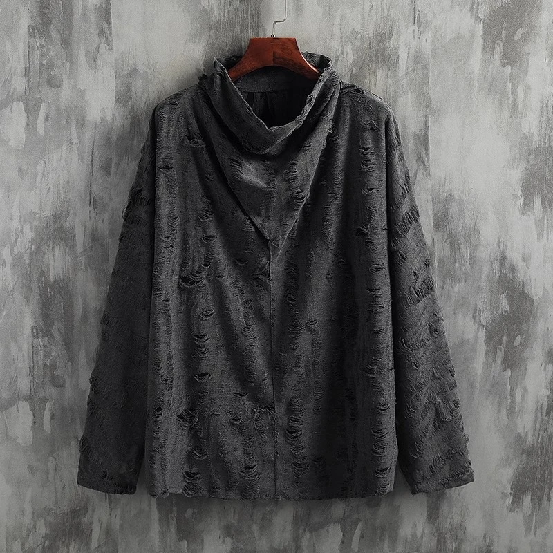 复古文艺 中国风男装破洞堆堆领改良汉服 新中式穿搭 古风 茶禅意