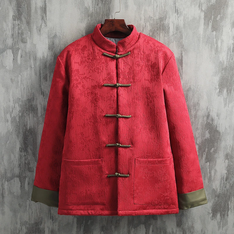 新年贺岁 中国风男装提花唐装棉衣 新中式 过年 冬季红色棉袄外套