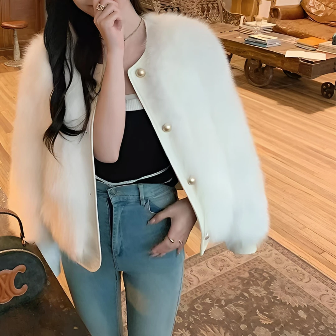 【苏苏精选】怦然心动 2024冬季新款毛毛圆领外套