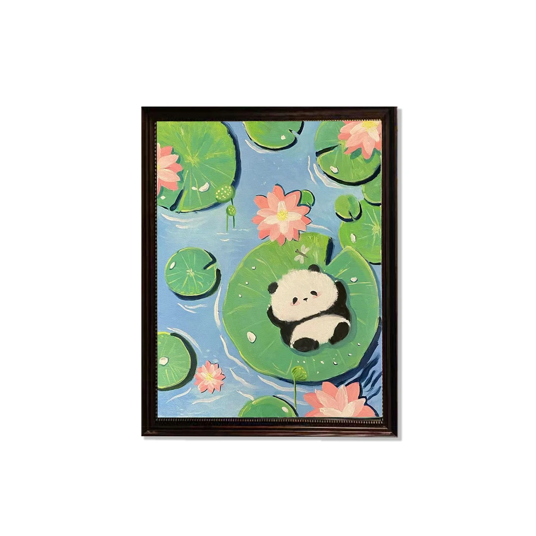 纯手绘油画【小熊猫】外径尺寸40*50cm油画作品家居装修客厅玄关