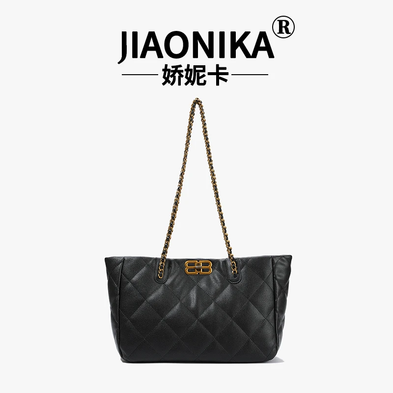 大容量菱格链条包包女2024款时尚质感小众托特包百搭单肩包6604XH