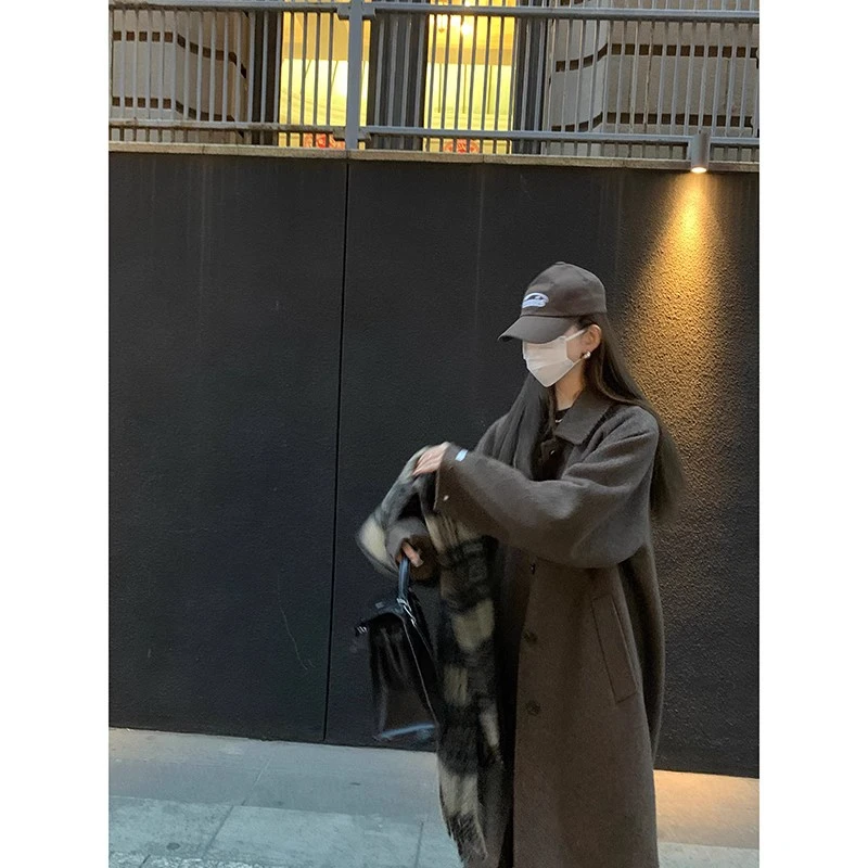 版型为王 高级感小众100澳毛长毛廓感手工双面呢长款大衣外套