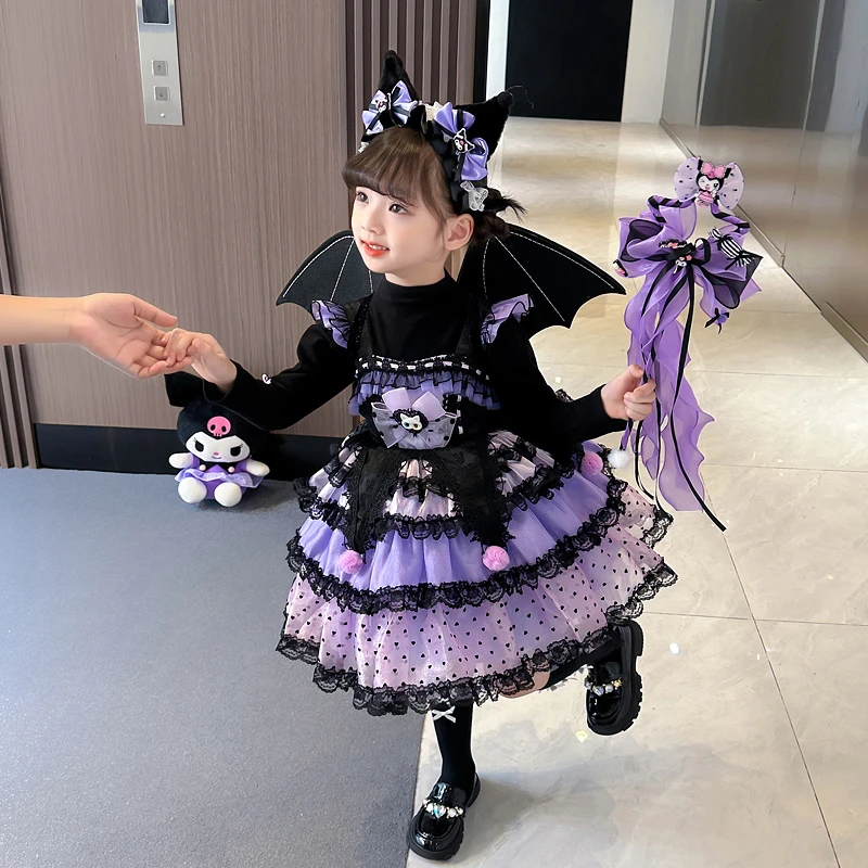 库洛米衣服洛丽塔女童公主裙儿童春秋款连衣裙女宝宝生日礼服裙子