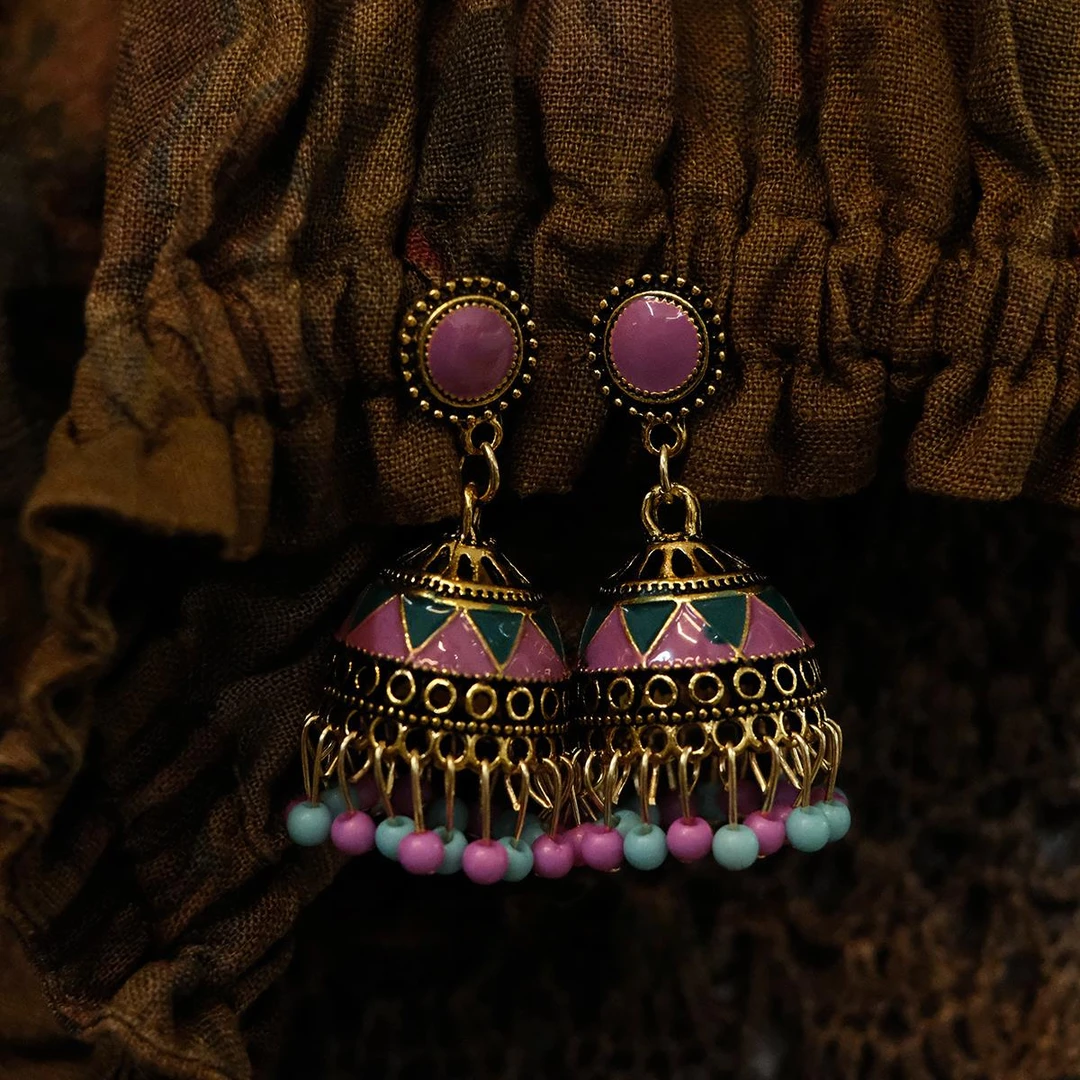 印度波西米亚度假风复古小众风情设计感滴釉耳环旅游拍照耳钩耳饰