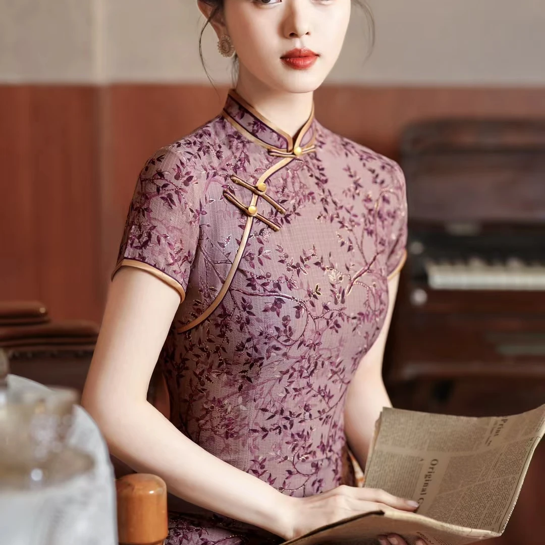 《繁花似锦》送考旗袍轻薄透气夏季新款旗袍裙复古老显瘦修身日常