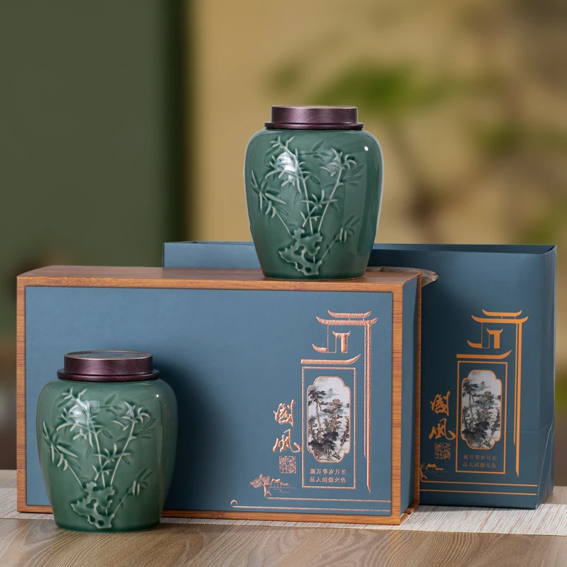 新茶碧螺春绿茶花果香高档国风陶瓷罐国风礼盒礼品过节送礼送长辈