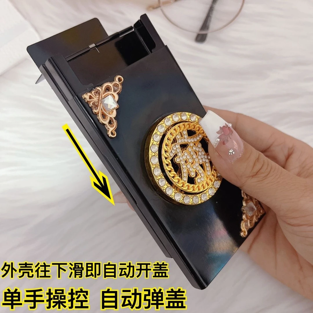 高级细中粗支自选网红自动滑盖烟盒ins便捷创意金属个性潮流金色