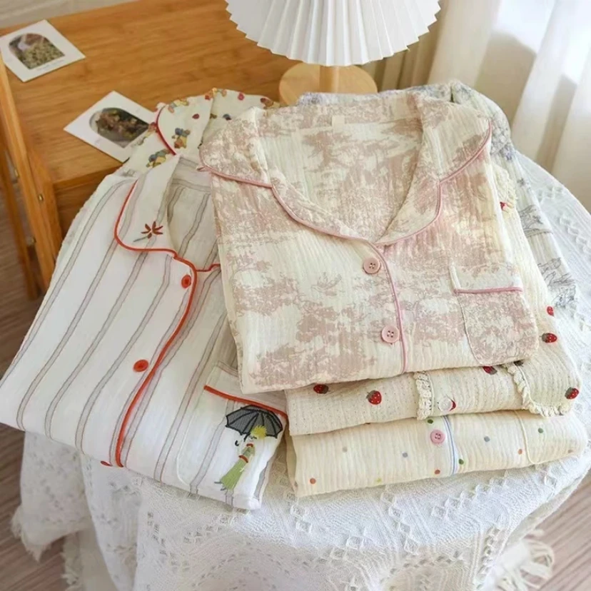 孤品全棉双层纱布睡衣随机发