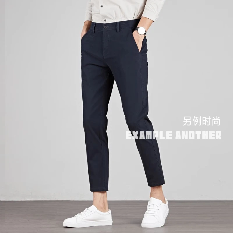 另例男士九分裤新款时尚修身显瘦显腿长百搭小脚休闲裤男户外男裤