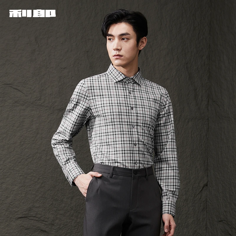 商场同款【格子】利郎官方 长袖衬衫男士休闲印花2024秋季新款修