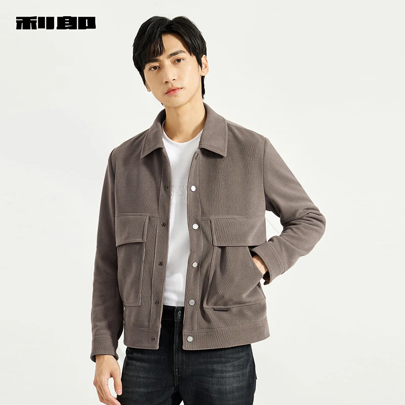 商场同款【肌理面料】利郎官方 短款夹克男士休闲翻领2024秋季新