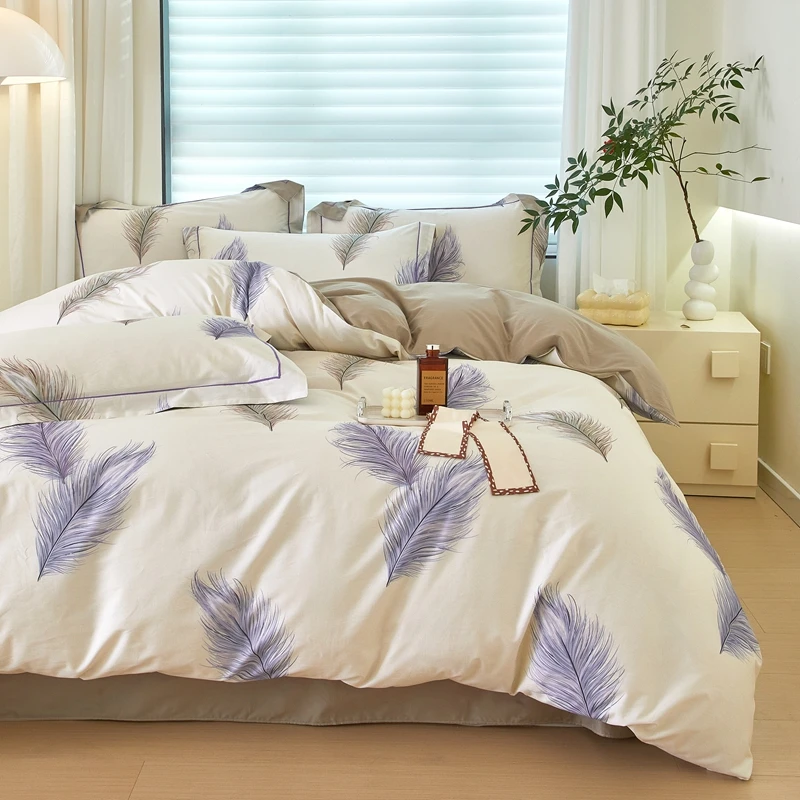 丽人凯 春夏100支全棉铂金棉数码印花四件套 飞云之上米（启）