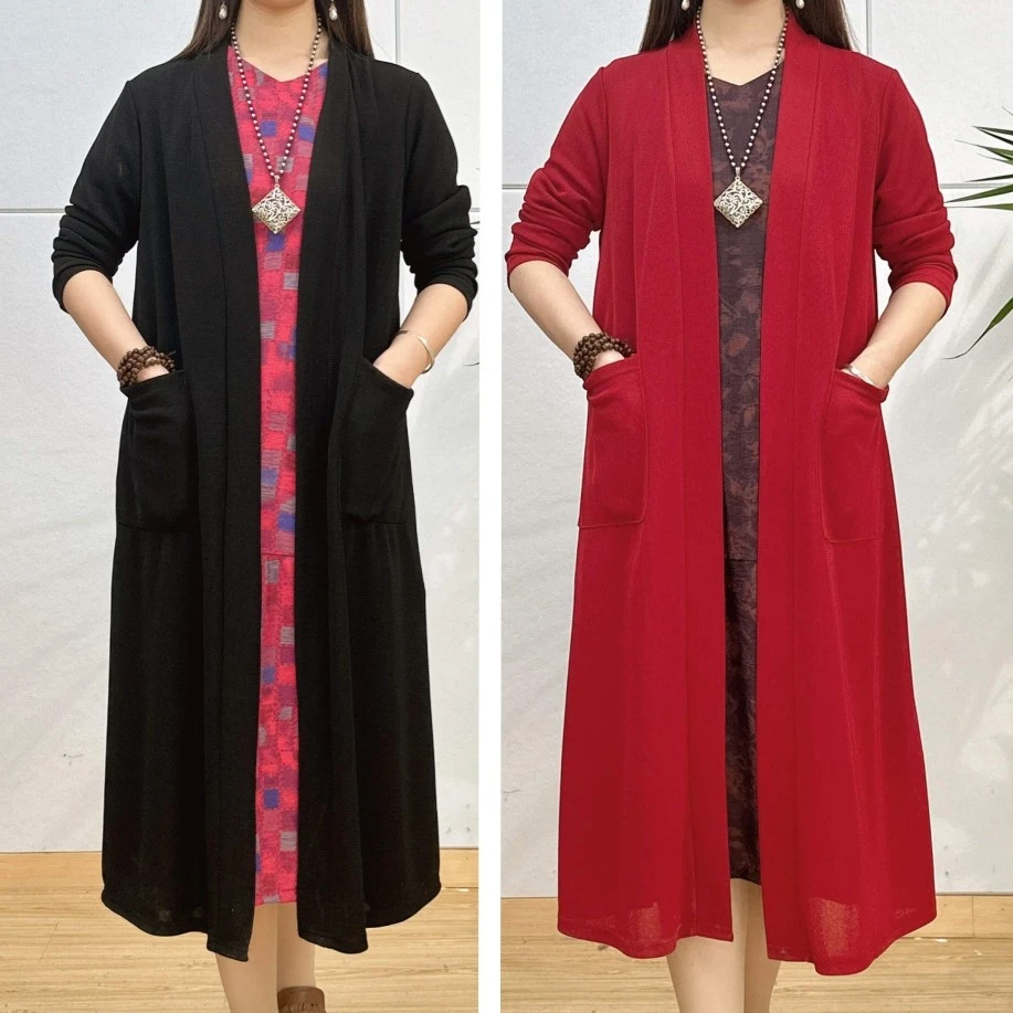 5572-5573新款文艺优雅显瘦气质长款风衣百搭时尚文艺复古中长款