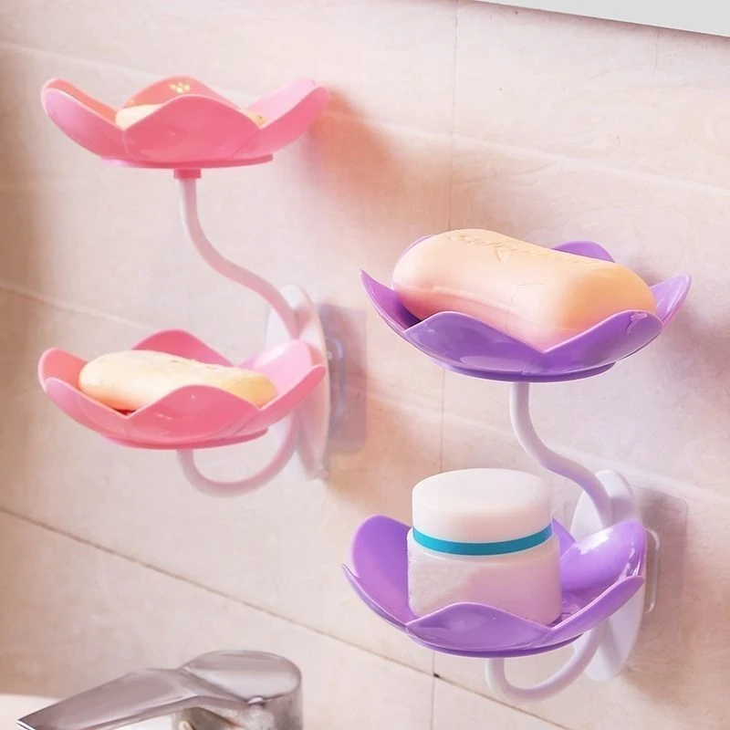 肥皂盒免打孔香皂盒花朵双层沥水壁挂式皂盒浴室洗衣肥皂架创意盒