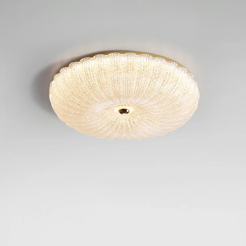 意式极简圆形设计师款水晶吸顶灯轻奢现代全光谱卧室房间护眼灯具