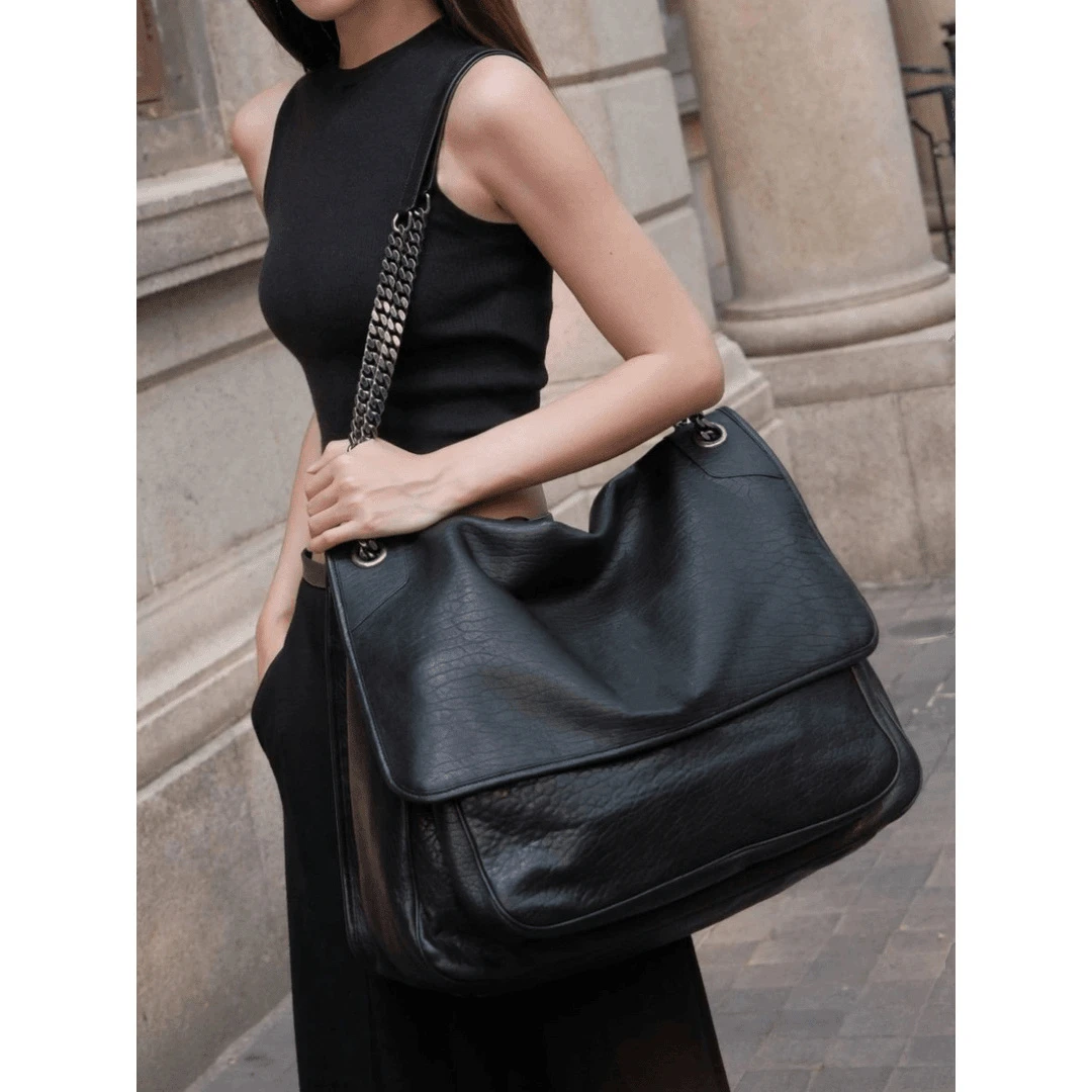 暗黑时尚大容量机场包流浪包大托特设计单肩斜挎包包休闲简约1130