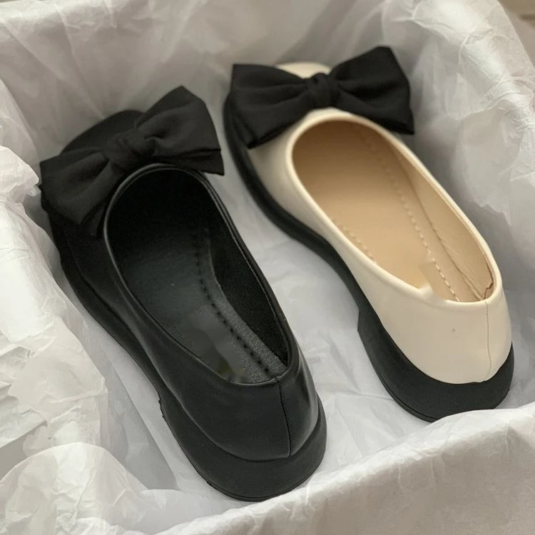 冬款法式平底小皮鞋女秋春2023新款英伦风百搭上班职业单鞋孕妇