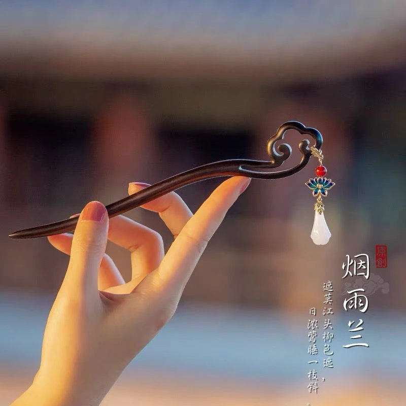 发簪古风木质中式高级感盘发簪子女简约现代木簪古典中国风复古