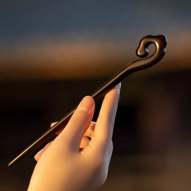 祥云檀木古风中式日常盘发簪子简约配旗袍的木簪