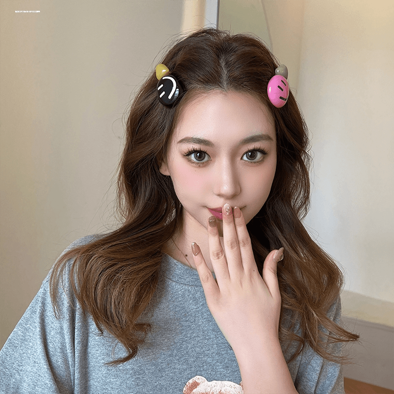 新款韩系设计ins百搭清新气质质感时尚显白小众简约笑脸爱心发夹