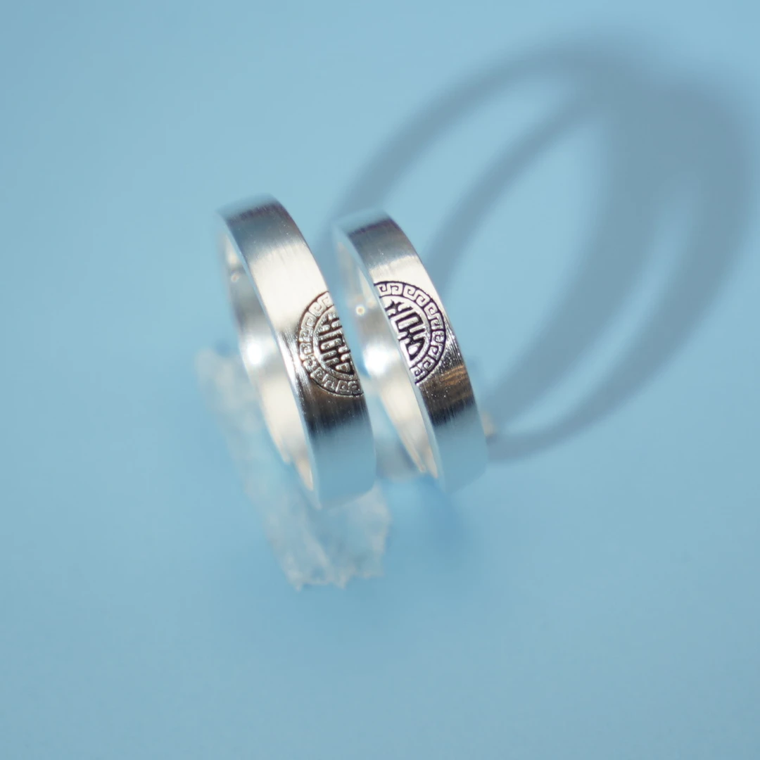 925银戒指 【寸六十】半喜字戒指 时尚情侣小众简约复古JZ-079